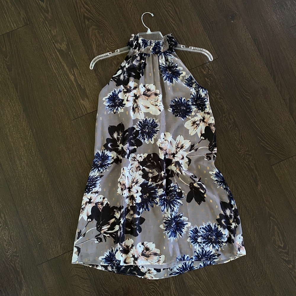 High neck floral dress